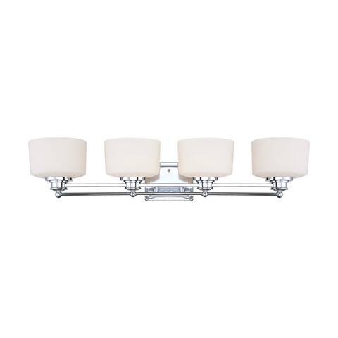Soho - 4 Light Vanity - Polished Chrome Finish with Satin White Glass