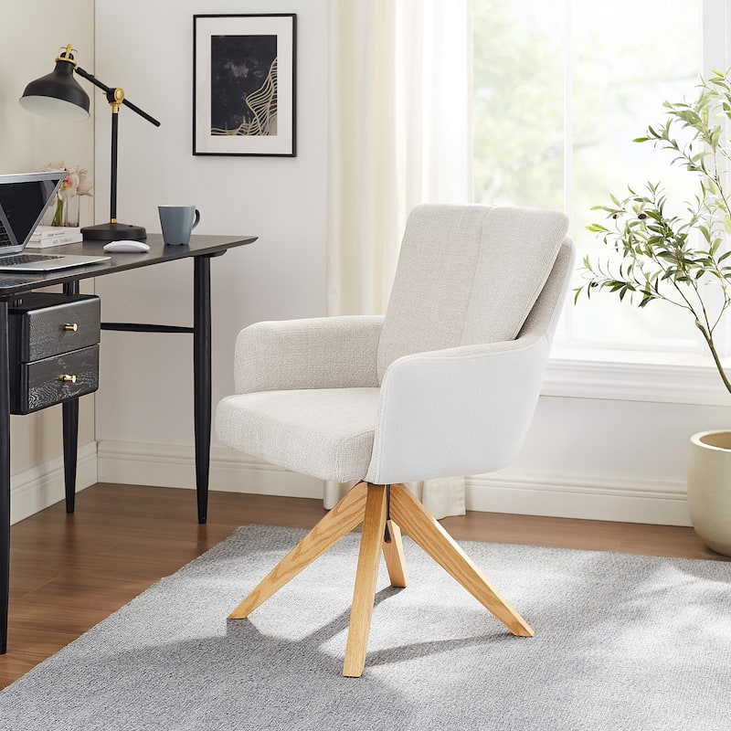 Art Leon Mid-century Modern Swivel Home Office Desk Chair - Off-White