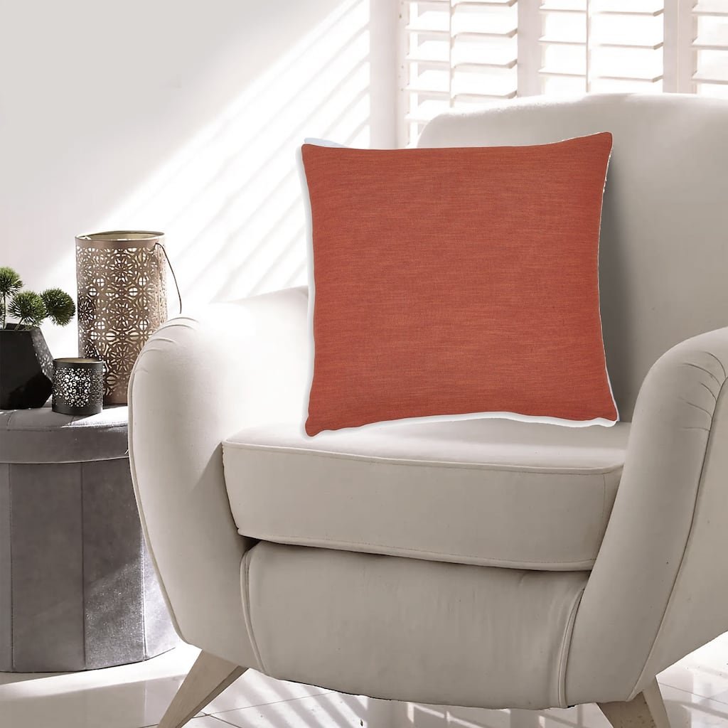 Ina 22 Inch Accent Throw Pillow Set of 4, Square, Rust Brown Cotton Linen