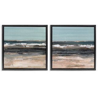 Stupell Summer Waves Abstract Framed Floater Canvas Wall Art Design By ...