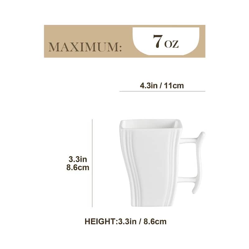 MALACASA Flora Porcelain Square 6-Piece Coffee Cup 7Oz.