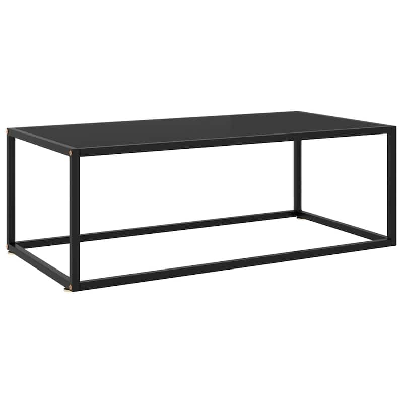 vidaXL Coffee Table Black with Black Glass 39.4"x19.7"x13.8" - 39.4" x 19.7" x 13.8"