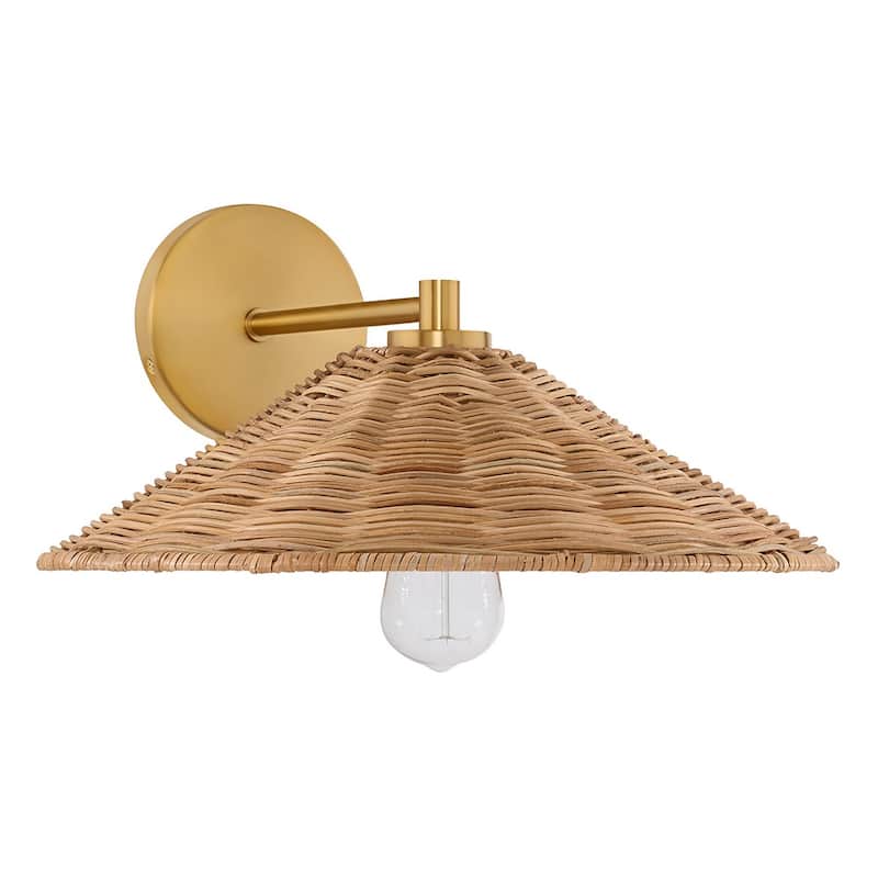 Trade Winds Wicker 1-Light Wall Sconce - Natural Brass