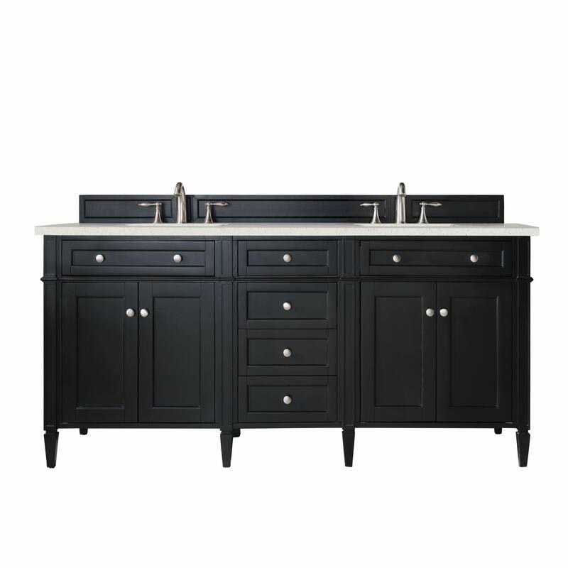 James Martin Vanities 650-V72-3LDL Brittany 72" Double Basin Poplar - Black Onyx - Anthracite Finish