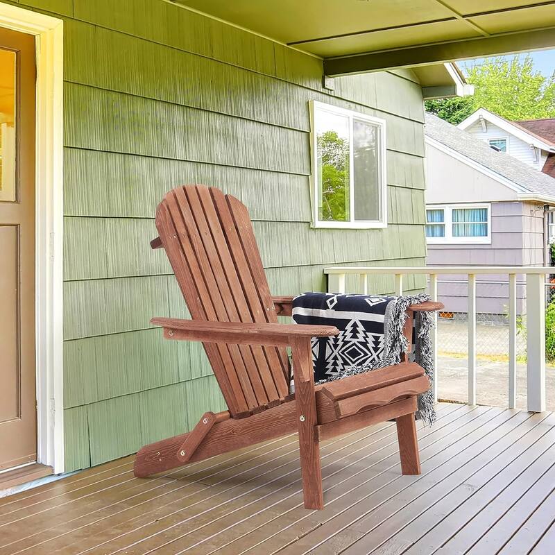 Wooden Outdoor Folding Adirondack Chair Set of 2/4 Wood Lounge Patio Chair for Garden,Half Assembled Backrest