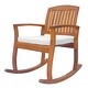 preview thumbnail 2 of 5, Outsunny Outdoor Patio Acacia Wood Rocking Chair with Cushioned Seat - White 1 PC