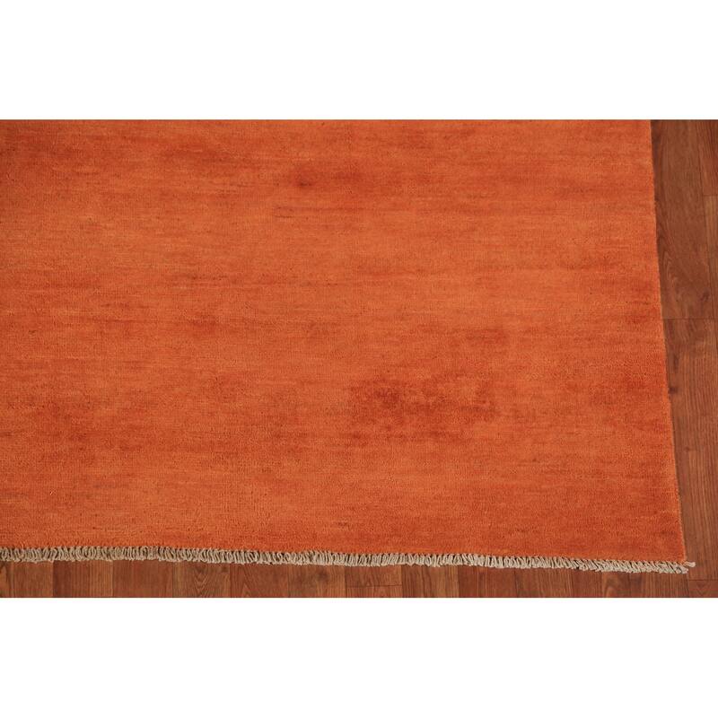 Modern Orange Gabbeh Oriental Area Rug Hand-Knotted Wool Carpet - 6'6" x 9'7"
