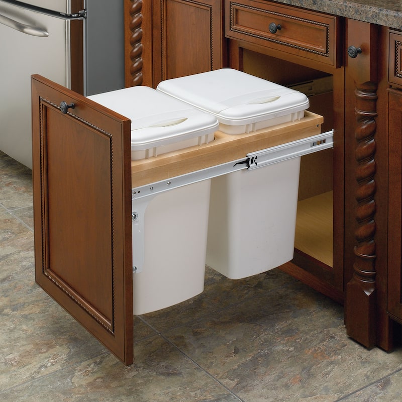 Rev-A-Shelf 4WCTM-12DM1-175 35-Qt Top Mount Pullout Waste Container Bin, White
