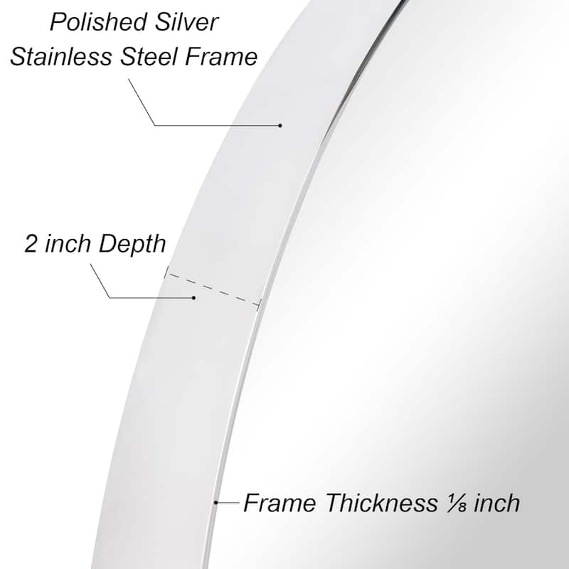 Ultra Stainless Steel Oval Wall Mirror- 24"x36"