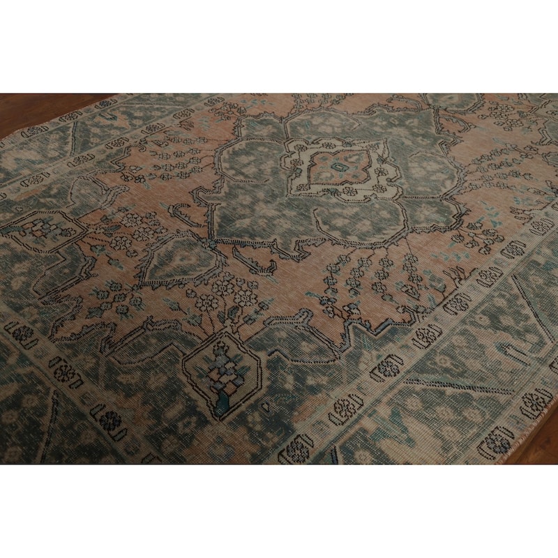 Vintage Tabriz Persian Area Rug Handmade Traditional Wool Carpet - 6'7" x 9'7"