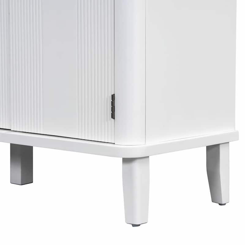 Fraxinus Mandschurica Cabinet with Three Acacia Solid Doors, Adjustable Shelves