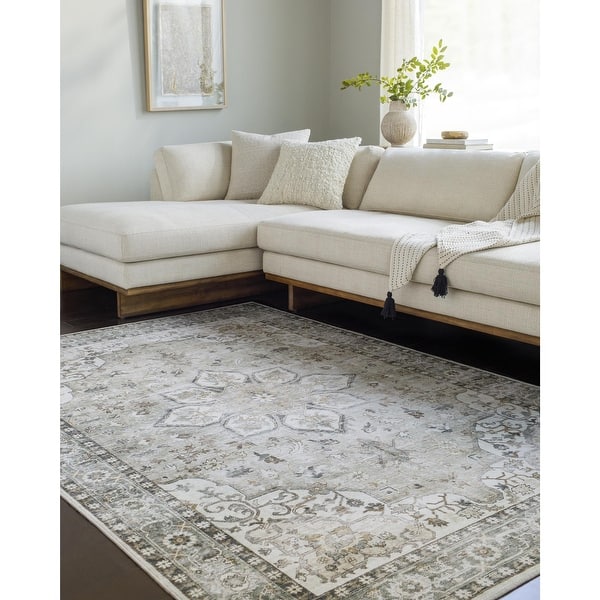 slide 2 of 6, Livabliss Lavable Traditional Machine Washable Area Rug Sage/Brown - 2' 6" x 8'