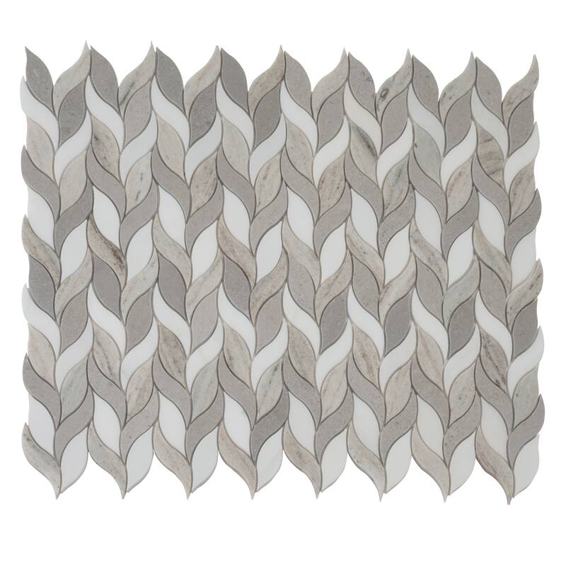 Mirage 10x12 Warm Beige White Marble Mosaic Leaf Wall and Floor Tile (4.07 sq ft/case) - 5 Pack