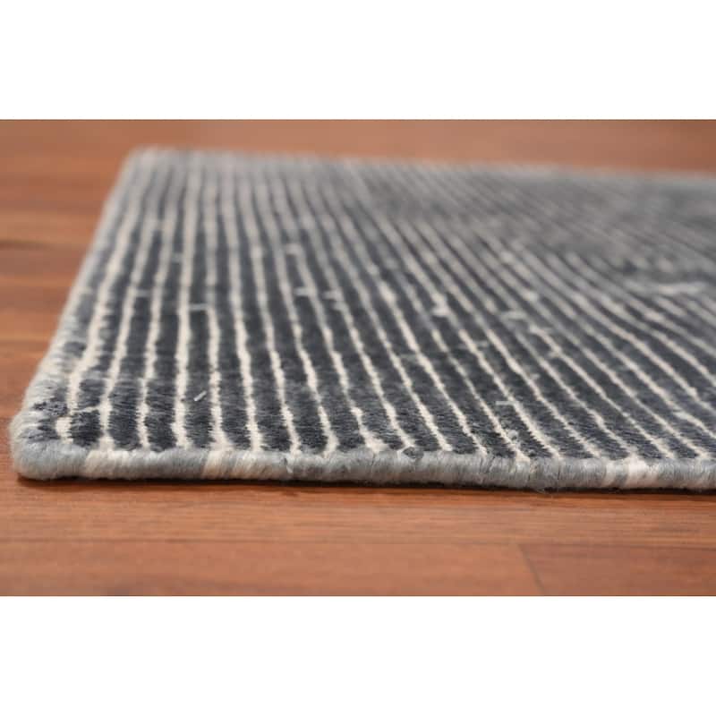 Hand Knotted Oriental Viscose Silk Carpet Modern Pictorial Greys & Charcoal Abstract Area Rug - 4' 0'' X 2' 0''