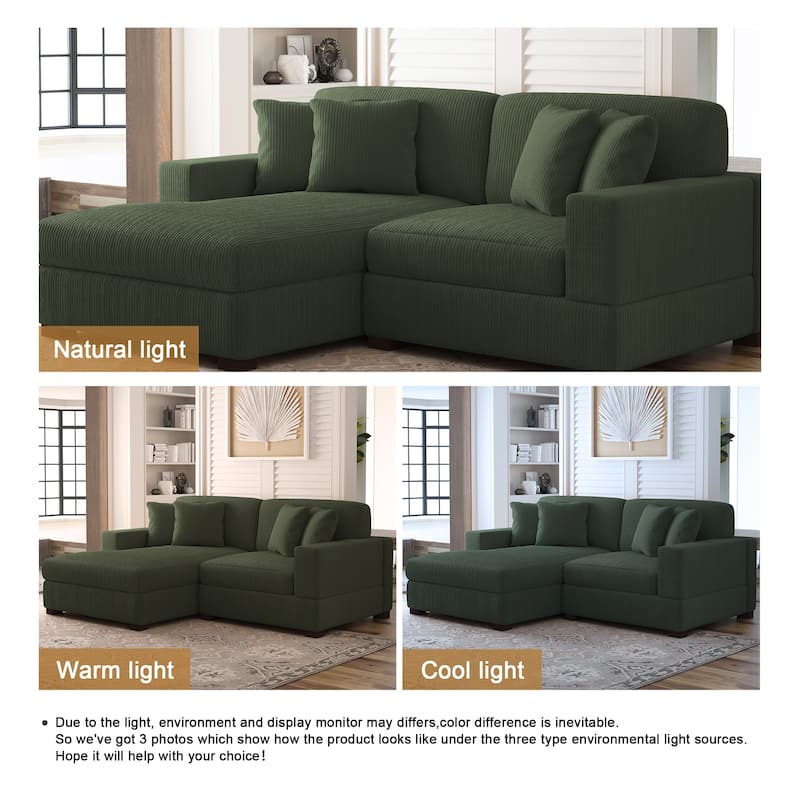 Corduroy Modular Couch Sectional Chaise Lounge Sofa