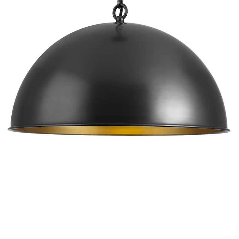 Retro Scandinavian Black Oversized Metal Dome Pendant Light