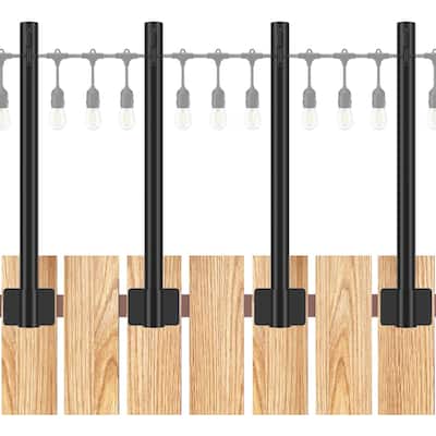 Suchtale String Light Poles, Suspension Outdoor Fence Post Lights with Clip and Bracket Hanging