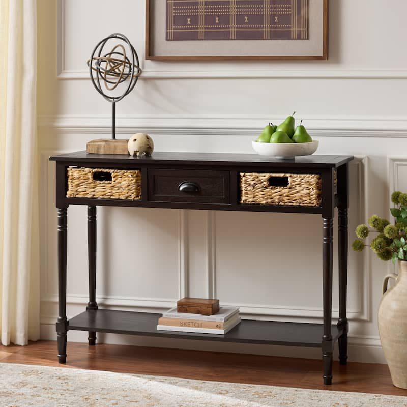 SAFAVIEH Evalena Distressed Black Console Storage Table - 44.5" x 13.4" x 31.5" - 45"W x 13"D x 32"H