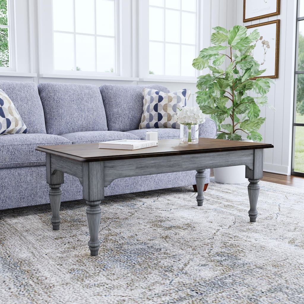 Plymouth Gray Wood Rectangular Coffee Table - 52" x 20" x 28"