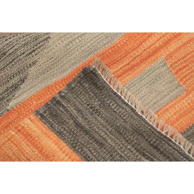 Hand Woven Oriental 100% Wool Carpet Southwestern Tribal Oranges & Rust Kilim Area Rug - 4' 2'' X 2' 0''