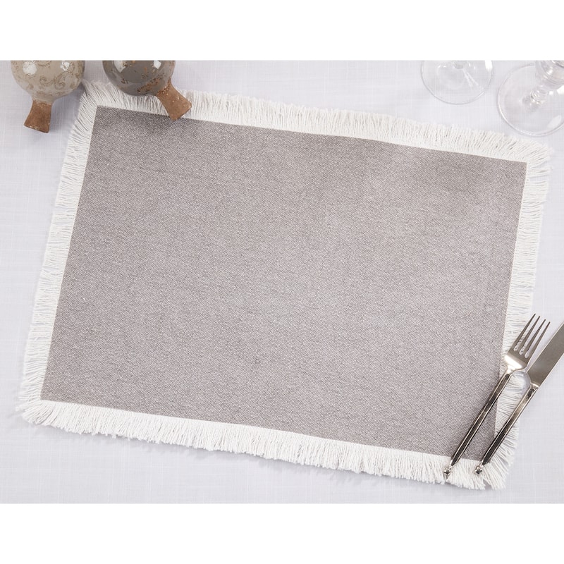 Cotton Placemats With Fringe Border Design (Set of 4)