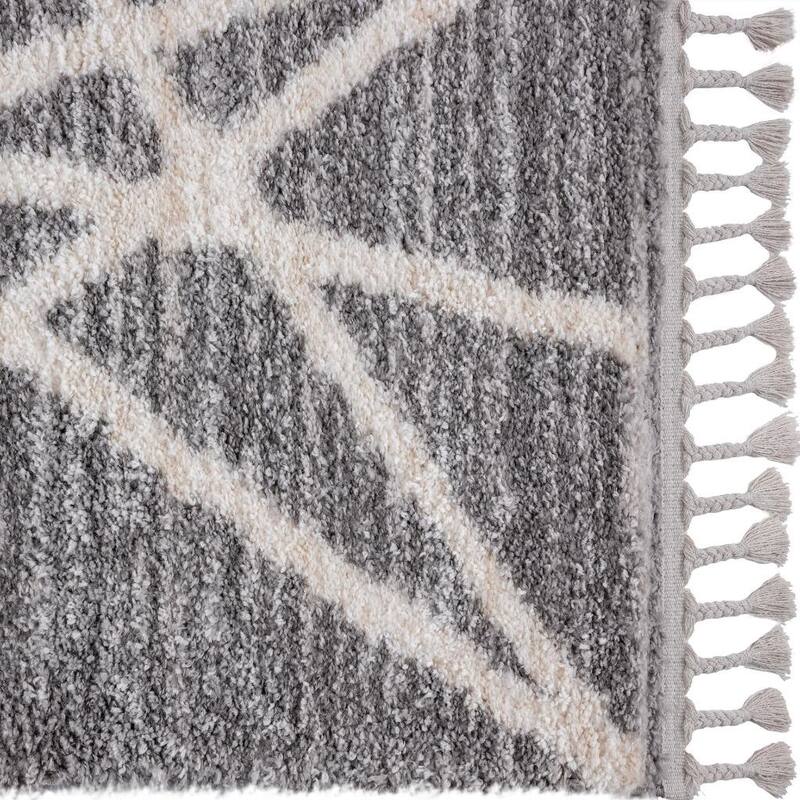 Luxe Weavers Geometric Fringed Shag Area Rug for Living Room