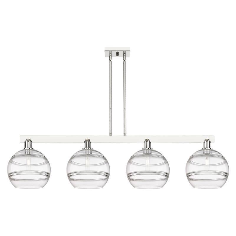 Innovations Lighting Endless Possibilities Arcadia - Rochester - 4 Light 53" Stem Hung Island Light - Clear/Polished Nickel