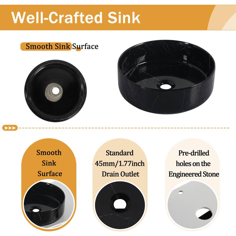 Malwee 30"/36" Floating Bathroom Vanity, Wall Mounted Bathroom Vanity with Ceramic Sink and Soft Close Door