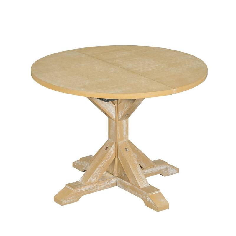6 PCS Farmhouse Dining Table Set for 6 with Extendable Oval Table