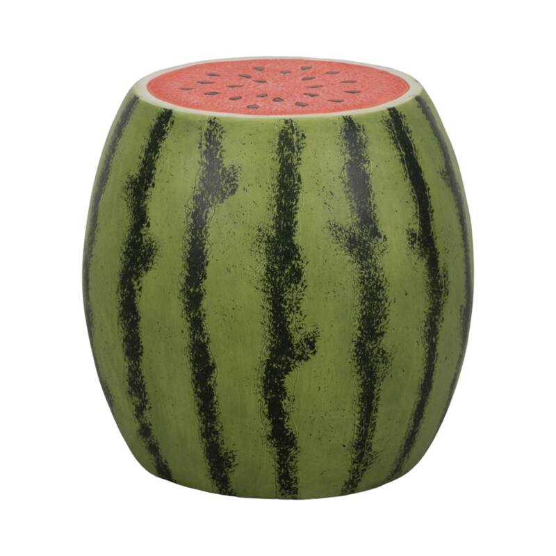 Resin Textured Watermelon Garden Stool - Green, 17"