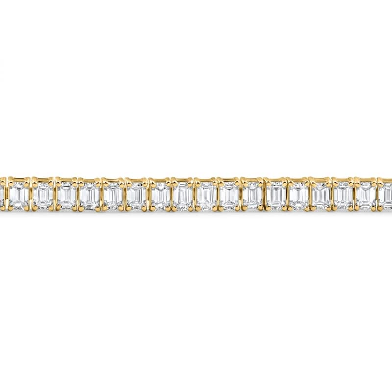 Bliss Diamond 7Ct Emerald Cut Diamond Tennis Bracelet 7" Yellow Gold