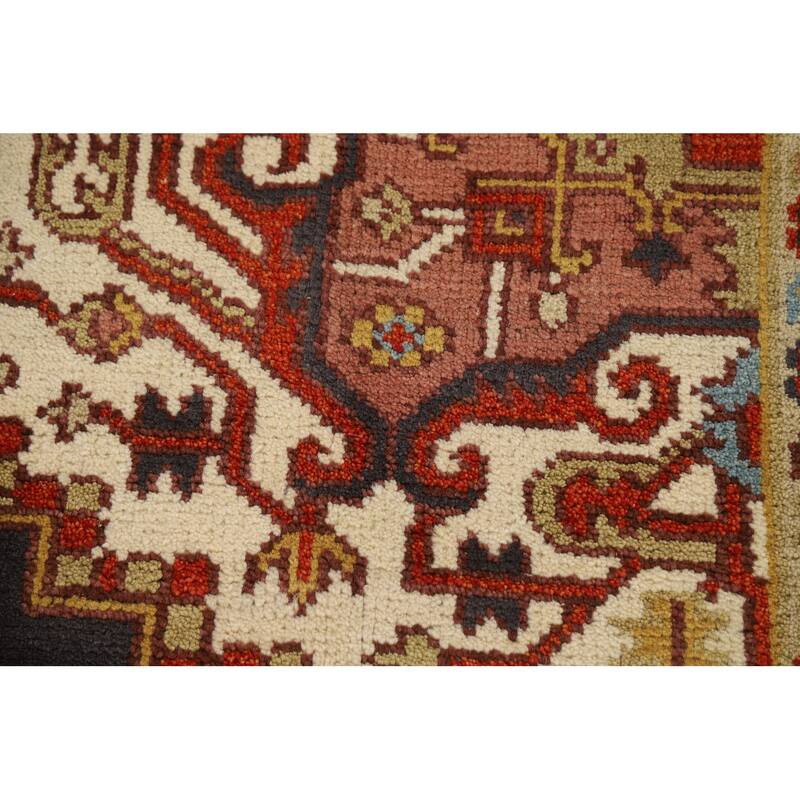 Charcoal Gray Heriz Serapi Indian Area Rug Handmade Wool Carpet - 7'10"x 9'11"