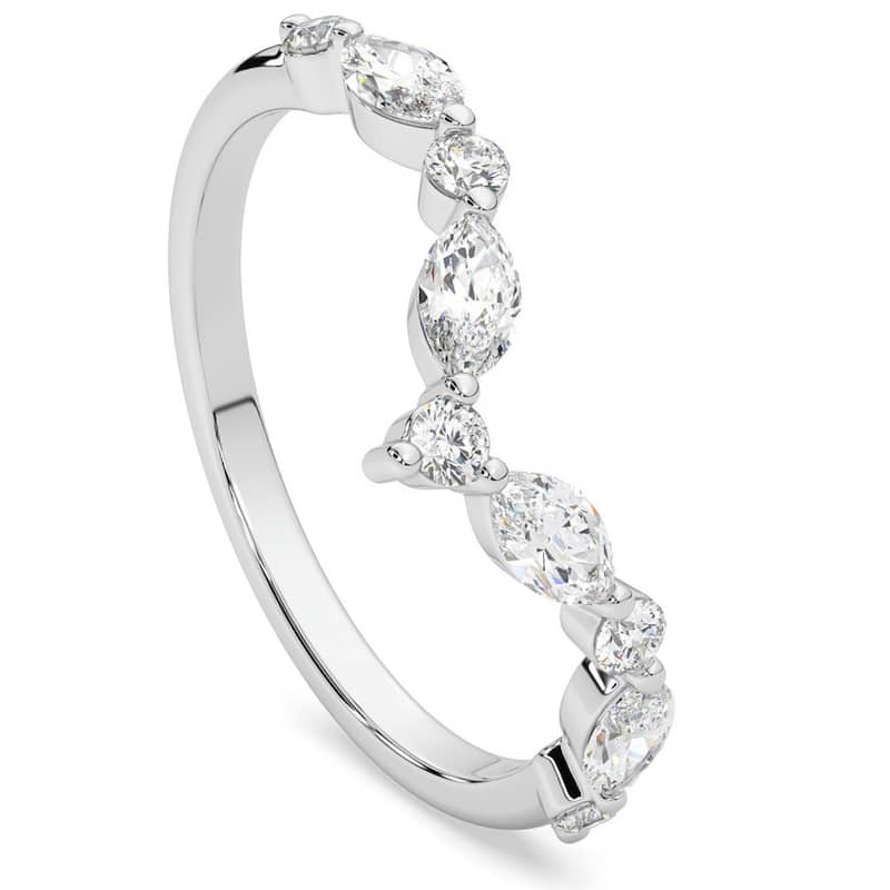 .60Ct Diamond Guard Insert V Shape Marquise Wedding Ring Gold Lab Grown