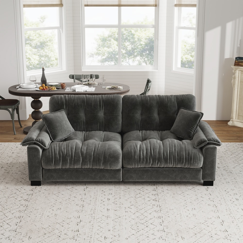 Roomfitters 94-Inch Chenille Pleated 3-Seater Sofa, Modern Upholstered Couch with Spring Support for Living Room