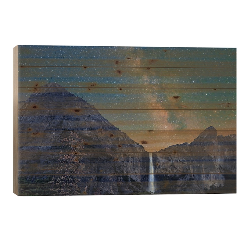 Milky Way Over Bridal Veil Falls, Yosemite Valley, Yosemite National Park, California Print On Wood by Tim Fitzharris - 18x26x1.5