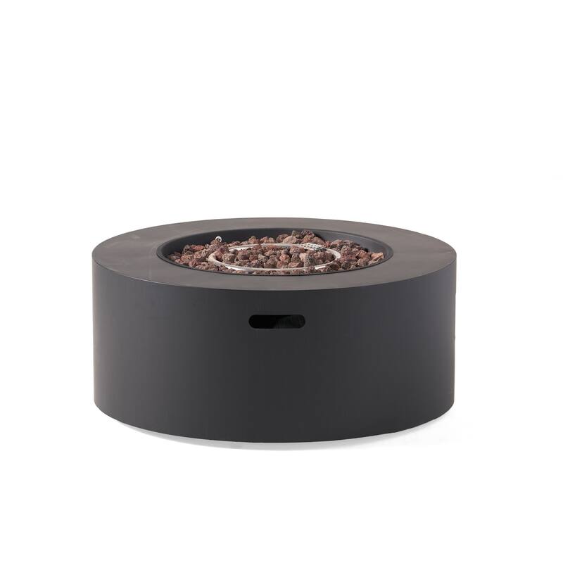 32 in. W x 32 in. D x 13.5 in. H Iron Propane Gas Burning Round Outdoor Patio Fire Pit in Dark Grey