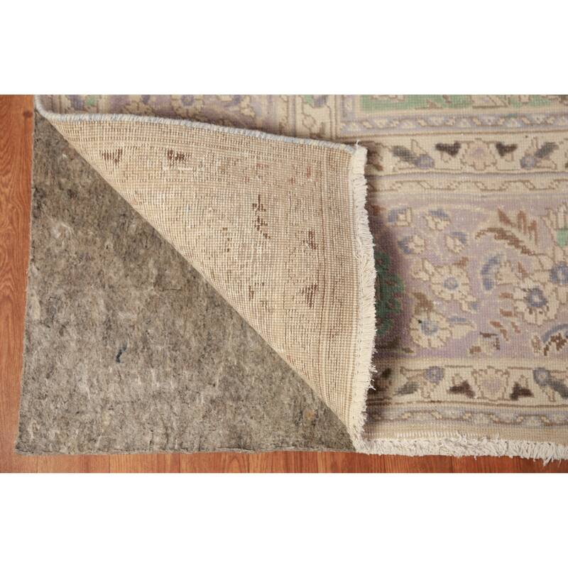 Tabriz Persian Vintage Area Rug Handmade Purple Wool Carpet - 10'0" x 12'11"