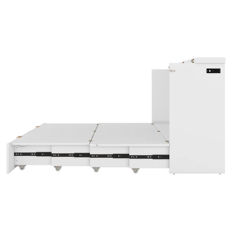 Full Size Murphy Bed Wall Bed with Drawer and Sockets & USB Ports