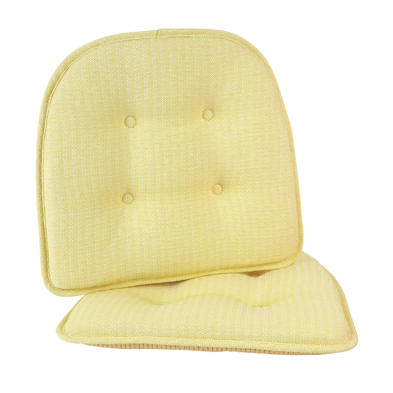 Klear Vu Non-Slip 15" x 16" Omega Tufted Dining Chair Cushion Set - Yellow - Set of 2