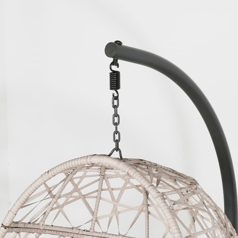 Swing Egg Chair with Stand and Cushion for Indoor Outdoor Use