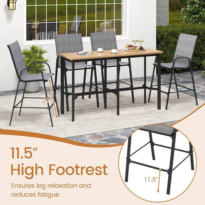Costway 2 PCS Outdoor Bar Stools 29" Fabric Bar Height Stools with - See Details