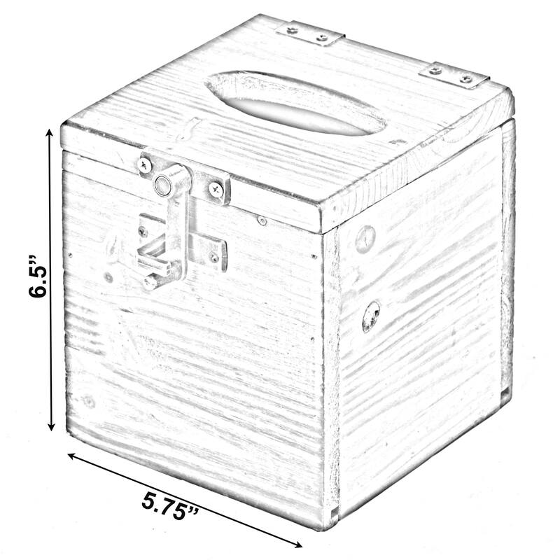 Square Wooden Rustic Lockable Tissue Box Cover Holder - Brown