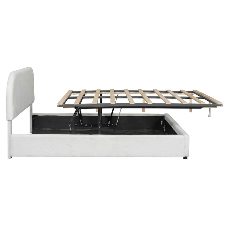 Elegant Upholstered Platform Bed with Curved Headboard