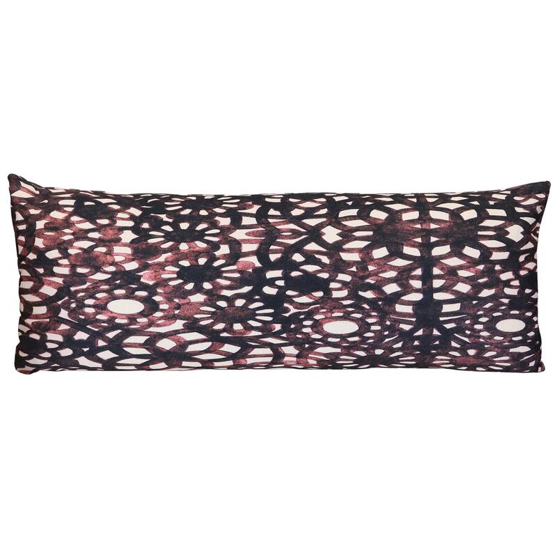 StyleCraft Wyatt Abstract Shadow Lace Abstract Pillow - Ink Black, Blush & Soft Ivory - 36" x 14"