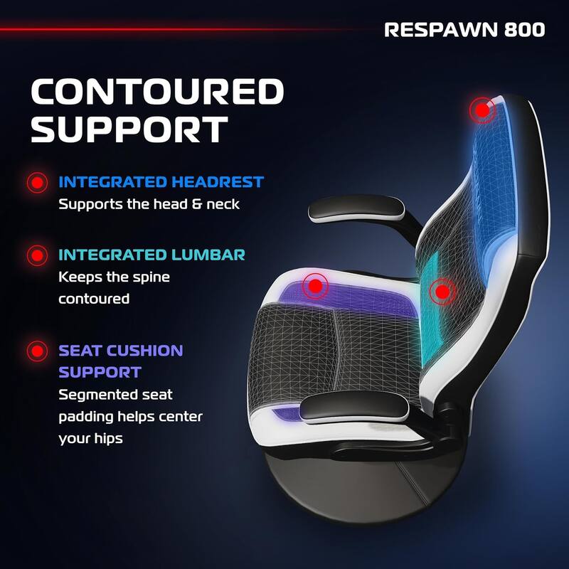 RESPAWN 800 Gaming Chair Floor, Swivel Rocker Gaming Chair, High Back Ergonomic Floor Gaming Chair for Kids and Adults