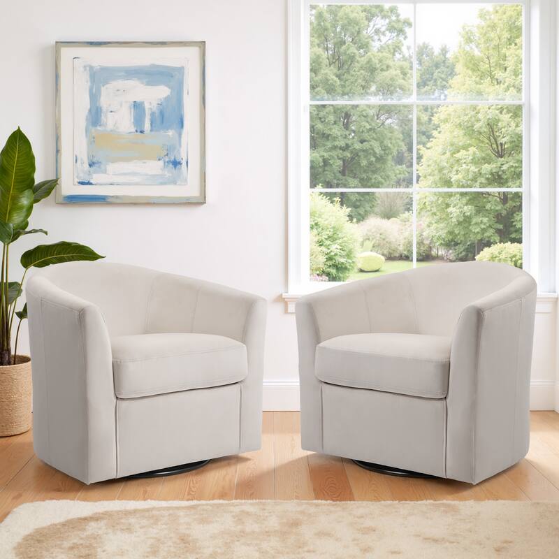 Set of 2 Velvet Swivel Accent Chairs Barrel Chairs with Plush Cushion