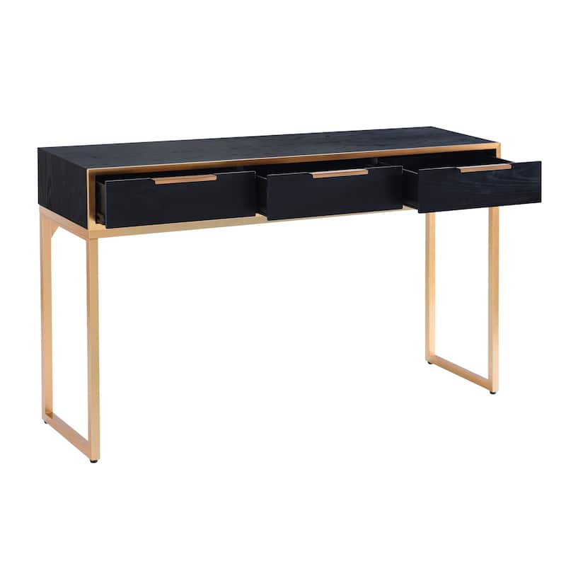 StyleCraft Aurelia 3-Drawer Console - Ebony & Gold