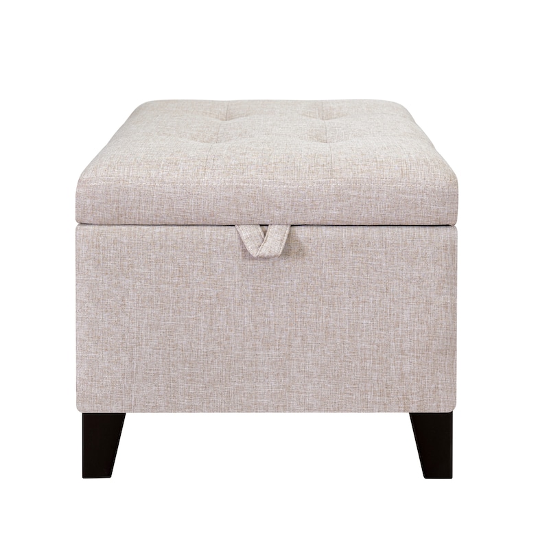 Adeco Faux Leather Tufted Flip Top Storage Ottoman