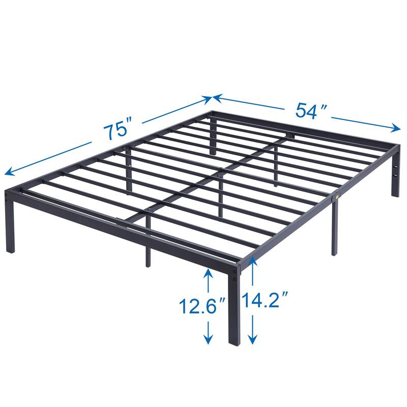 Black Metal Platform Bed Frame, 14.2-inch/16-inch/18-inch platform Bed Frame, 12 Options