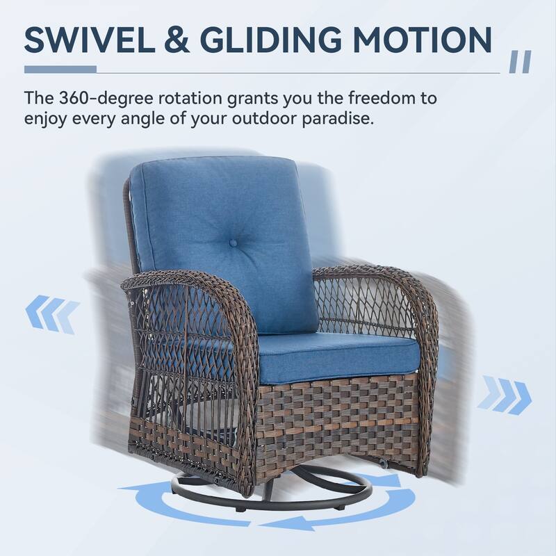 Gymojoy Patio Furniture Set Outdoor Wicker Swivel Glider Chairs Set